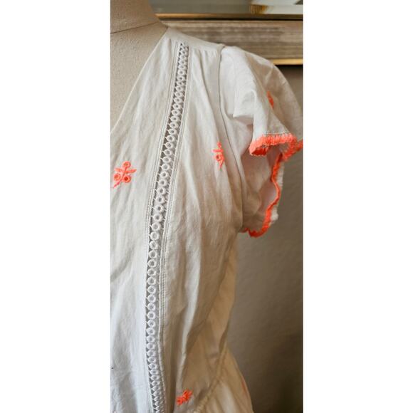 J.Crew Embroidered Flutter Sleeve Voile Tiered Midi Dress w/ Pompom Women Size 6 - Picture 5 of 9